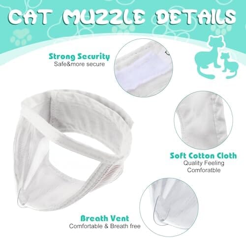 Cat Muzzle for Grooming with 4 Silicone Boots