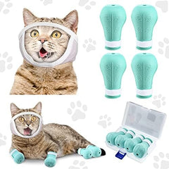 Cat Muzzle for Grooming with 4 Silicone Boots