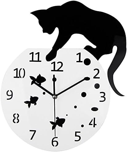 Cat on Clock Living Room Mirror 3D Wall Design