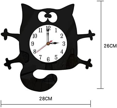 Cat Shaped Wall Clock Non-Ticking Battery Operated Art Clock