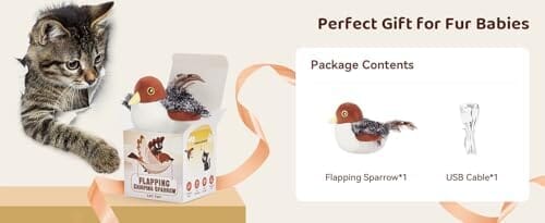 Cat Toys Rechargeable Flapping Bird Sparrow