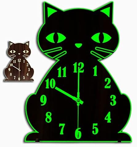 Cat Wall Clock Night Light