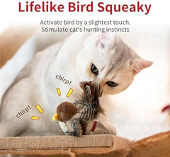 Chirping Bird Cat Toys Realistic Bird Plush Toy