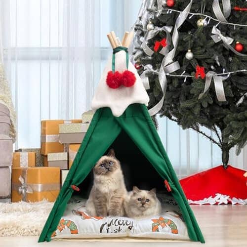 Christmas Cat Bed with Cushion