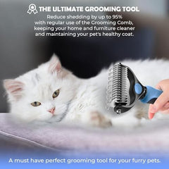 Dematting Comb with Extra Wide Double-Sided Stainless Steel Teeth for Detangling