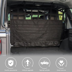 Dog Pet Barrier Back Seat Cargo Net  Trunk Organizer with Storage Pockets & Molle System