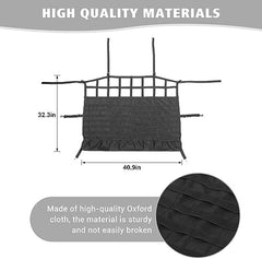 Dog Pet Barrier Back Seat Cargo Net  Trunk Organizer with Storage Pockets & Molle System