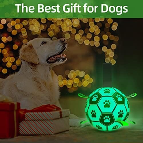Glow in The Dark Dog Toys Soccer Ball with Straps