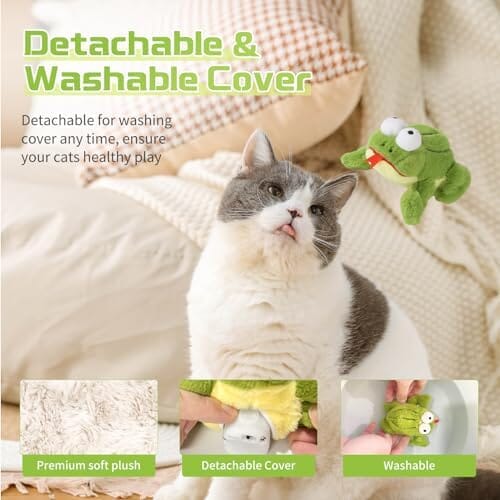 Lifelike Frog chrip Interactive Cat Toys for Indoor Cats