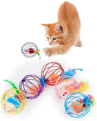 Metal Cage with Colourful Plush Mouse Toys