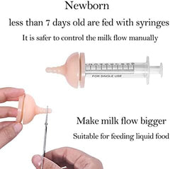 Newborn Animals Milk Bottles for Nursing with Replacement Nipples, Pet Feeder Set (1 Bottle+S/M/L Nipple+1 Syringe)