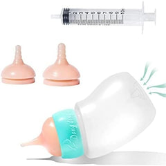 Newborn Animals Milk Bottles for Nursing with Replacement Nipples, Pet Feeder Set (1 Bottle+S/M/L Nipple+1 Syringe)