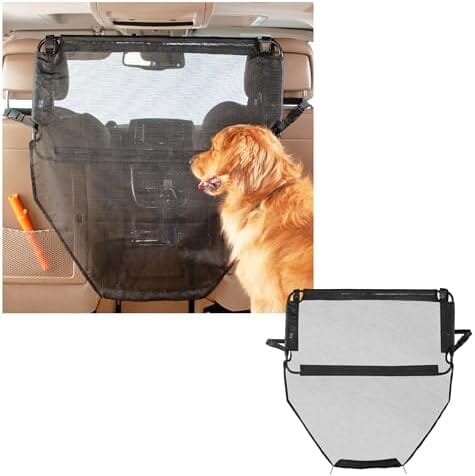 Padded Steel Frame with Heavy Duty Coated Dog Net Barrier for Car, Truck or SUV