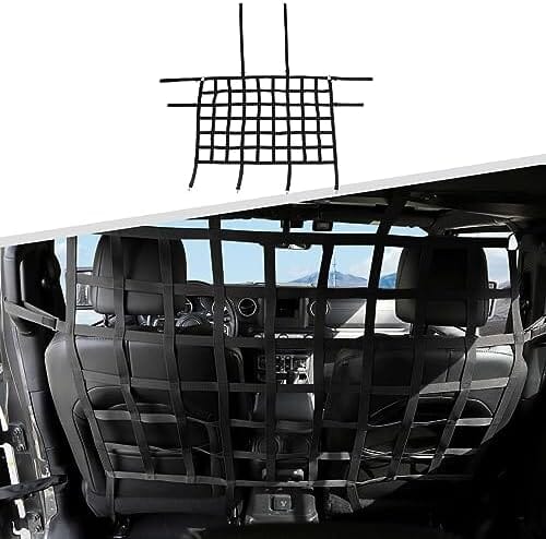 Rear Seat Cargo Net Pet Barrier Compatible with Jeep Wrangler JK JL Gladiator
