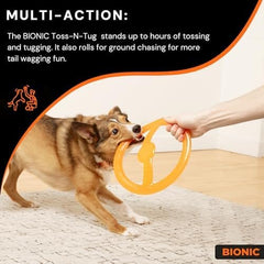 Toss-N-Tug Dog Toy - High-Visibility Ultimate Multi-Action Dog Toy