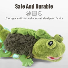 Touch Activated Flapping Chirping Lizard Kitten Toy with Catnip for Indoor Cats