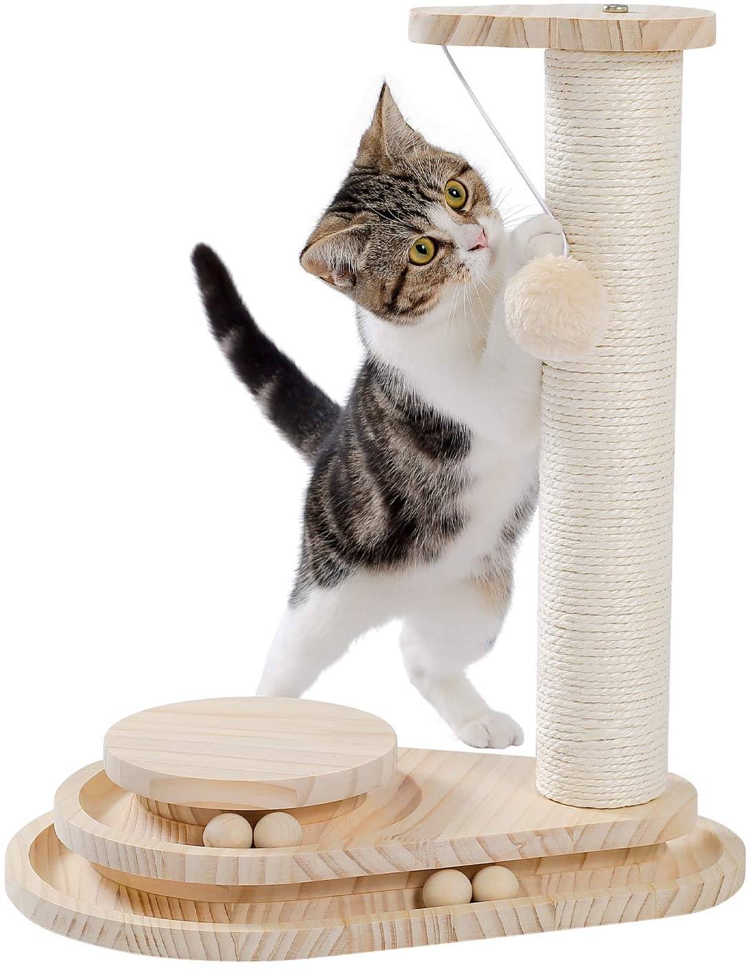 Two-Layer Cat Turntable with Interactive Balls and Dangling Ball