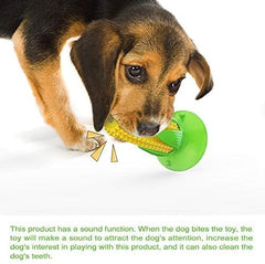 Yellow Corn Dog Squeaky Chew Toy with Suction