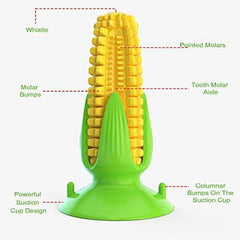 Yellow Corn Dog Squeaky Chew Toy with Suction